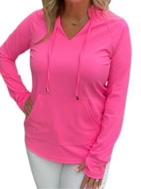 Aryeh Hot Pink V-Neck Cuffed Sleeve Pullover size small NEW